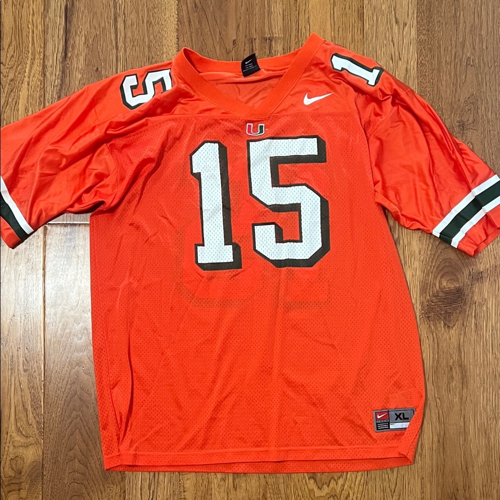 University of Miami Football Hurricanes Nike Orange Jersey #15 - XL